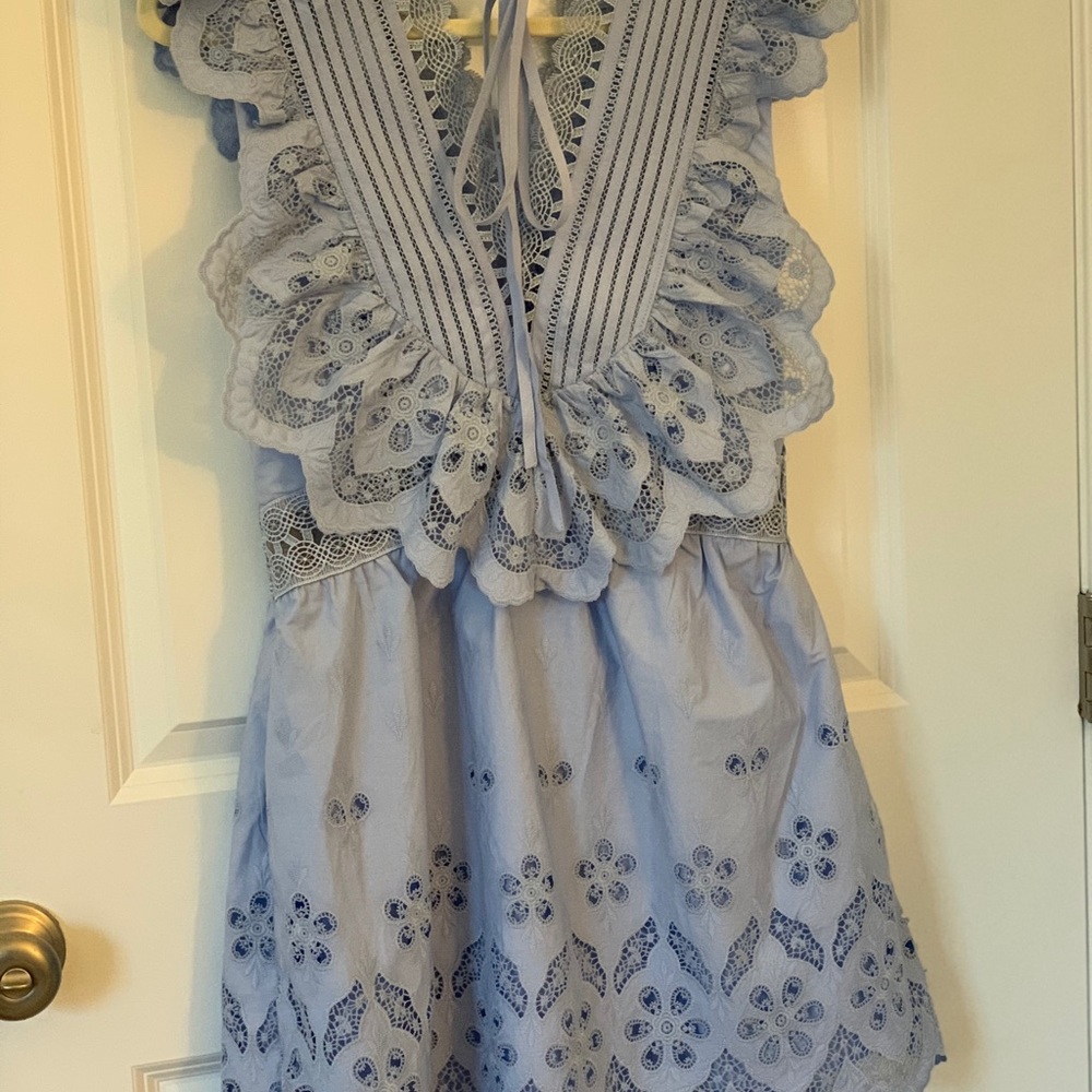 Sky blue embroidered cotton dress 💕